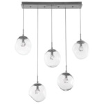 Aster Gem Linear Multi Light Pendant - Beige Silver / Clear Zircon