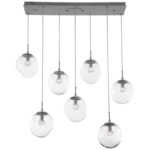 Aster Gem Linear Multi Light Pendant - Beige Silver / Clear Floret