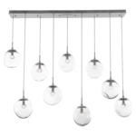 Aster Gem Linear Multi Light Pendant - Metallic Beige Silver / Clear Floret