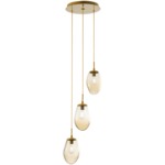 Meteo Round Multi Light Pendant - Gilded Brass / Amber