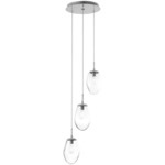 Meteo Round Multi Light Pendant - Metallic Beige Silver / Clear