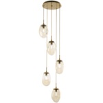 Meteo Round Multi Light Pendant - Gilded Brass / Amber