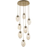 Meteo Round Multi Light Pendant - Gilded Brass / Amber
