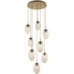 Meteo Round Multi Light Pendant - Gilded Brass / Amber