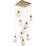 Meteo Square Multi Light Pendant - Gilded Brass / Amber