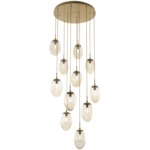 Meteo Round Multi Light Pendant - Gilded Brass / Amber