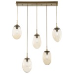 Meteo Linear Multi Light Pendant - Gilded Brass / Amber