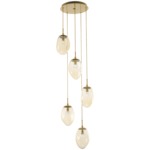 Meteo Gem Round Multi Light Pendant - Gilded Brass / Amber Floret