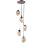 Meteo Gem Round Multi Light Pendant - Flat Bronze / Bronze Floret