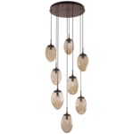 Meteo Gem Round Multi Light Pendant - Flat Bronze / Bronze Floret