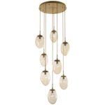 Meteo Gem Round Multi Light Pendant - Gilded Brass / Amber Zircon