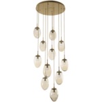 Meteo Gem Round Multi Light Pendant - Gilded Brass / Amber Floret