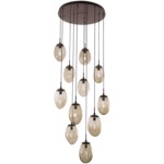 Meteo Gem Round Multi Light Pendant - Flat Bronze / Bronze Geo