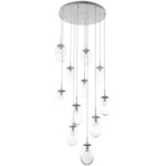 Meteo Gem Round Multi Light Pendant - Beige Silver / Clear Zircon