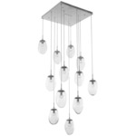 Meteo Gem Square Multi Light Pendant - Metallic Beige Silver / Clear Floret