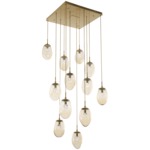 Meteo Gem Square Multi Light Pendant - Gilded Brass / Amber Zircon