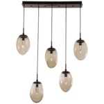 Meteo Gem Linear Multi Light Pendant - Flat Bronze / Bronze Geo