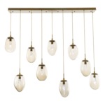 Meteo Gem Linear Multi Light Pendant - Gilded Brass / Amber Geo