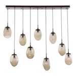 Meteo Gem Linear Multi Light Pendant - Flat Bronze / Bronze Zircon