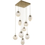 Cosmos Square Multi Light Pendant - Gilded Brass / Amber