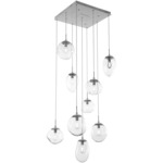 Cosmos Square Multi Light Pendant - Metallic Beige Silver / Clear