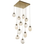 Cosmos Square Multi Light Pendant - Gilded Brass / Amber