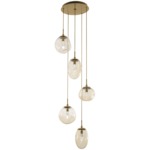 Cosmos Gem Round Multi Light Pendant - Gilded Brass / Amber Geo