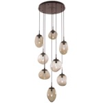 Cosmos Gem Round Multi Light Pendant - Flat Bronze / Bronze Geo