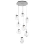 Cosmos Gem Round Multi Light Pendant - Beige Silver / Clear Zircon