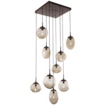 Cosmos Gem Square Multi Light Pendant - Flat Bronze / Bronze Geo