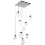 Cosmos Gem Square Multi Light Pendant - Beige Silver / Clear Zircon