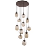 Cosmos Gem Round Multi Light Pendant - Flat Bronze / Bronze Floret