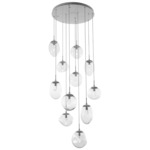 Cosmos Gem Round Multi Light Pendant - Beige Silver / Clear Geo