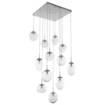 Cosmos Gem Square Multi Light Pendant - Metallic Beige Silver / Clear Floret