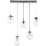 Cosmos Gem Linear Multi Light Pendant - Beige Silver / Clear Floret