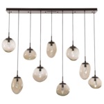 Cosmos Gem Linear Multi Light Pendant - Flat Bronze / Bronze Geo