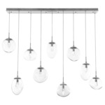 Cosmos Gem Linear Multi Light Pendant - Beige Silver / Clear Geo