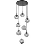 Nova Round Multi Light Pendant - Matte Black / Smoke