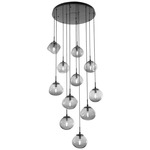 Nova Round Multi Light Pendant - Matte Black / Smoke