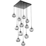 Nova Square Multi Light Pendant - Matte Black / Smoke