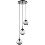 Nova Gem Round Multi Light Pendant - Matte Black / Smoke Floret