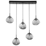 Nova Gem Linear Multi Light Pendant - Matte Black / Smoke Geo