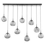 Nova Gem Linear Multi Light Pendant - Matte Black / Smoke Geo