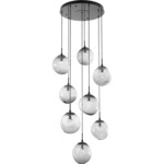 Aster Gem Round Multi Light Pendant - Matte Black / Smoke Floret