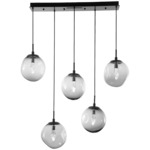 Aster Gem Linear Multi Light Pendant - Matte Black / Smoke Geo