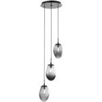 Meteo Round Multi Light Pendant - Matte Black / Smoke