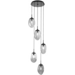 Meteo Round Multi Light Pendant - Matte Black / Smoke