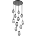 Meteo Round Multi Light Pendant - Matte Black / Smoke