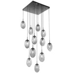 Meteo Square Multi Light Pendant - Matte Black / Smoke