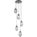 Meteo Gem Round Multi Light Pendant - Matte Black / Smoke Zircon